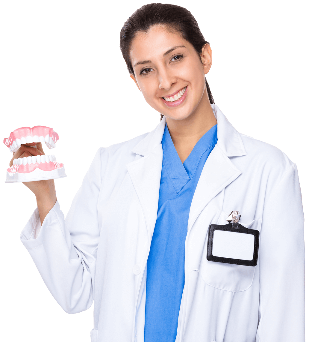 dentist hold with denture
